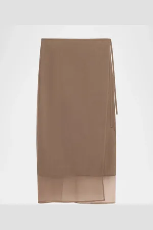 Brunello Cucinelli Crispy Cotton Midi Sarong Skirt