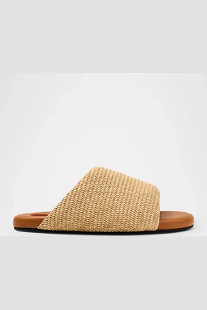 SIMON MILLER Raffia Bubble Flat Slide Sandals