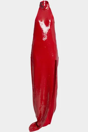 Balmain Halter Long Sequined Gown