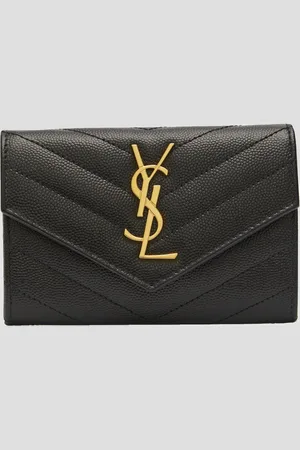 Saint Laurent YSL Monogram Small Flap Wallet in Grained Leather