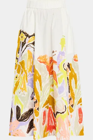 Marie Oliver Sasha Abstract-Print Cotton Midi Skirt