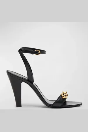 Saint Laurent Maillon Calfskin Chain Ankle-Strap Sandals