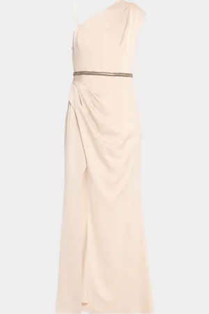 Aidan Mattox One-Shoulder Draped Crepe Back Satin Gown