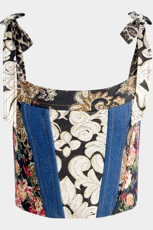 ALICE+OLIVIA Clara Bow-Strap Paneled Bustier
