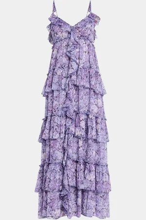 Cinq A Sept Fadrid Painted Hydrangea Ruffle Midi Dress