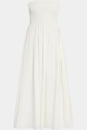 FAITHFULL THE BRAND Jamie Strapless Linen Midi Dress