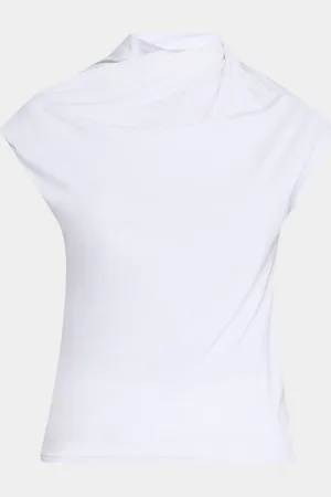 ROSETTA GETTY Twist Draped High-Neck Top