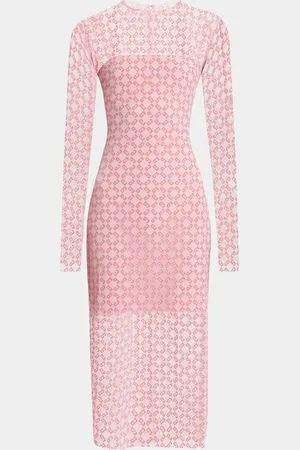 Givenchy Tulle Monogram Long Sleeve Midi Dress