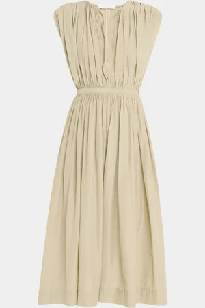Serafini Plunging Gathered Midi Dress