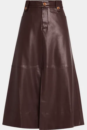 TANYA TAYLOR Hudie Vegan Leather Skirt