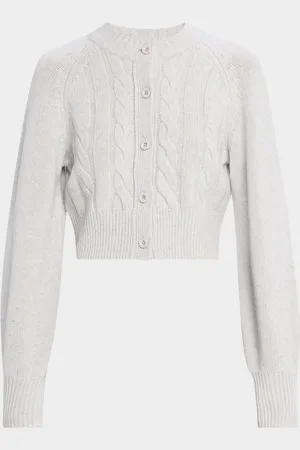 Toccin Rita Cropped Wool and Cashmere Cable-Knit Cardigan