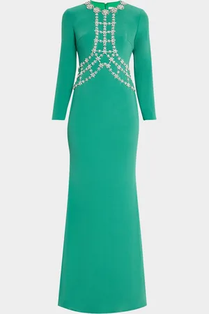 HUISHAN ZHANG Jordyn Crystal Long-Sleeve Trumpet Gown