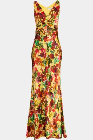SALONI Wilhelmina Sleeveless Floral Silk Gown