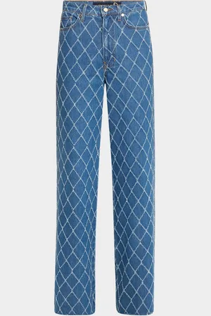 VERONICA BEARD Taylor Diamond-Print High-Rise Wide-Leg Jeans