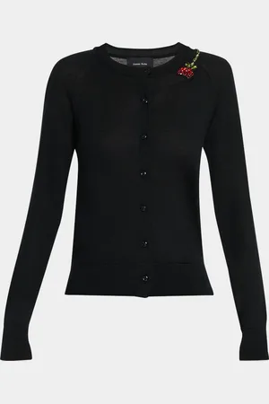 Simone Rocha Turbo Crystal Rose Crewneck Cardigan