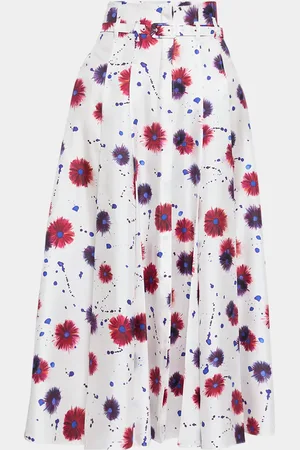 GABRIELA HEARST Dugald Floral-Print Pleated Midi Skirt With Belt