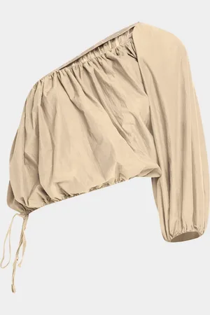 Serafini One-Shoulder Crop Balloon Blouse