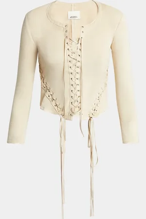 Isabel Marant Seatle Laced Long-Sleeve Faux-Suede Top