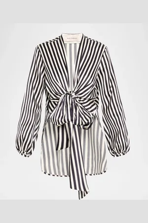 Silvia Tcherassi Honey Striped Tie Silk Blouse