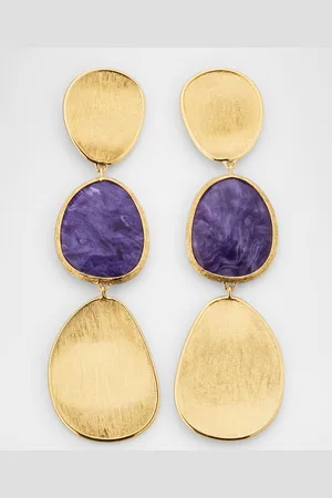 Marco Bicego Lunaria 18K Yellow Gold Drop Earrings with Charoite