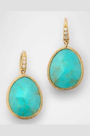 Marco Bicego Lunaria 18K Yellow Gold Earrings with and Turquoise