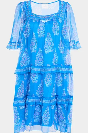 JOHNNY WAS Wrenn Tiered Floral-Print Chiffon Dress