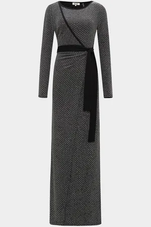 Diane von Furstenberg Simona Wrap-Front Rhinestone Maxi Dress