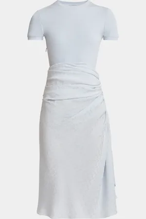 Givenchy Ruched Monogram Draped Silk Midi Dress