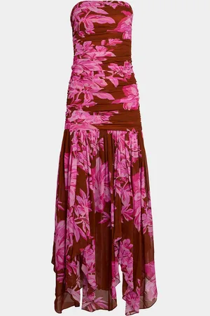 Retrofete Teryn Silk Chiffon Strapless Maxi Dress