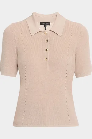 RAG&BONE Darcey Cotton-Cashmere Short-Sleeve Polo Sweater