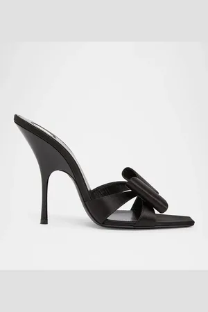 Saint Laurent Tuxedo Bow Satin Stiletto Sandals