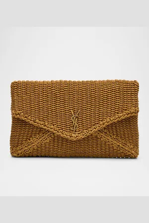 Saint Laurent Large YSL Envelope Pouch Clutch Bag in Braided Rope