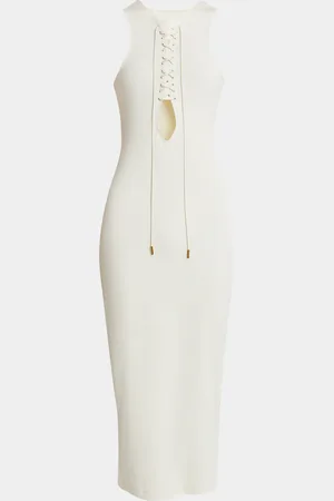 Givenchy Lace-Up Rib Midi Tank Dress