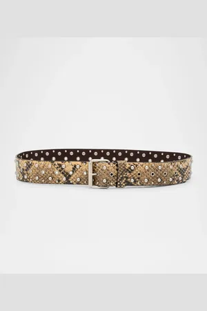 DRIES VAN NOTEN Snake Embossed Studded Leather Belt