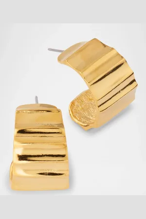 Kenneth Jay Lane Tapered Ribbed C-Shape Hoop Earrings
