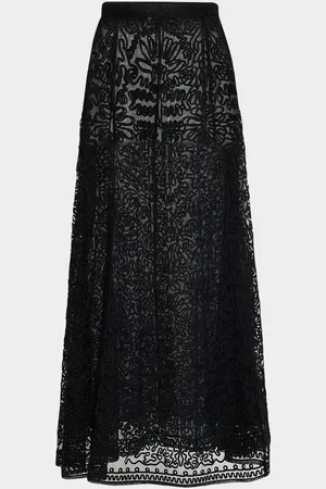 ULLA JOHNSON Katja Sheer Embroidered Skirt