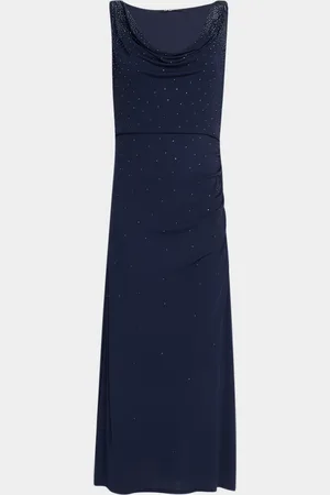 Emanuel Ungaro Mace Cowl-Neck Rhinestone Midi Dress