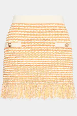 Milly Kali Fringed Tweed Knit Mini Skirt