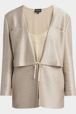 Giorgio Armani Shiny Raffia Jersey Jacquard Tie Jacket