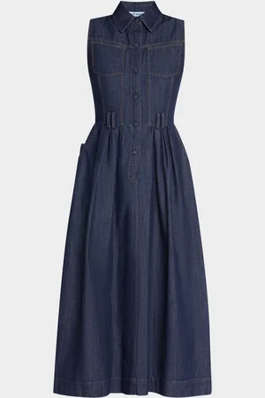DICE KAYEK Sleeveless Denim Midi Shirtdress