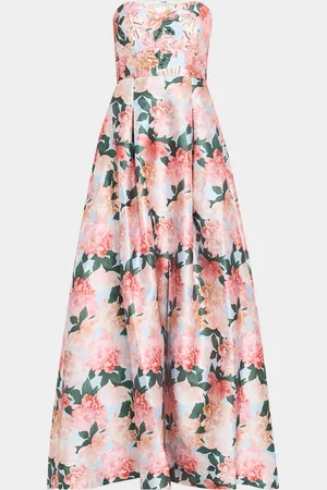 Sachin & Babi Giovanna Strapless Floral-Print Mikado Gown