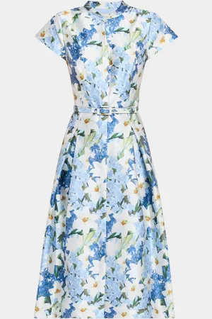 Sachin & Babi Martine Pleated Floral-Print Mikado Midi Dress