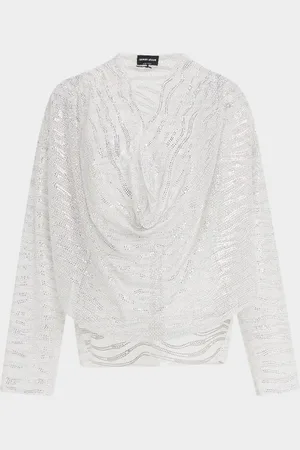 Giorgio Armani Embellished Draped Long-Sleeve Blouse