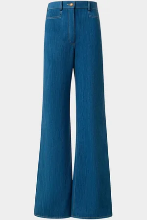 AKRIS Celia Cotton Stretch Denim Flare Pants