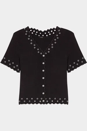 Maje Moleillety Grommet Cardigan