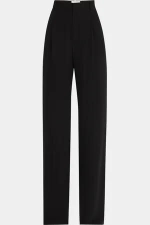 Saint Laurent Pleated Straight-Leg Silk Suiting Trousers