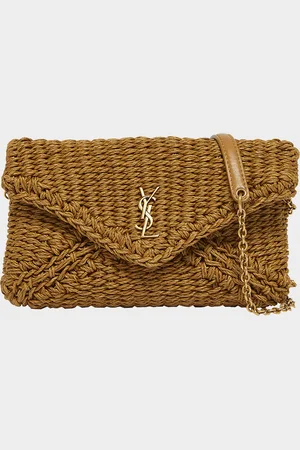 Saint Laurent Cassandre Small YSL Pouch Clutch Bag in Raffia