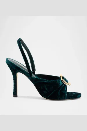 Larroude Mayfair Velvet Buckle Slingback Sandals