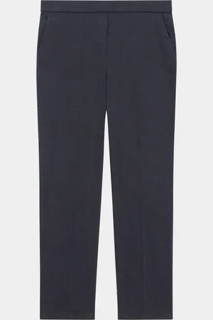 THEORY Treeca Good Linen Cropped Pull-On Ankle Pants