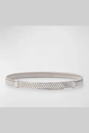 Marco Bicego 18K White Gold Coil and Pavé Diamond Thin Bangle Bracelet